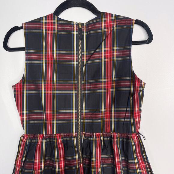 J Crew Crewcuts 14 Black Red Tartan Plaid Fit and Flare Holiday Dress Sleeveless - Picture 8 of 11